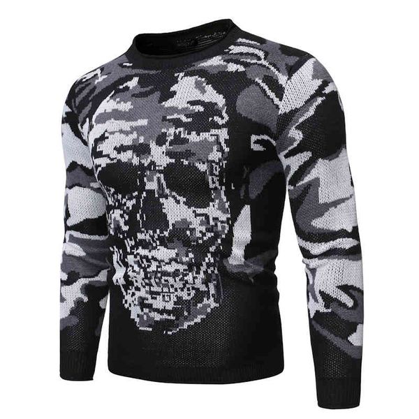 men's sweaters loldeal men round neck sweater camouflage tweed knit slim pullover1 9que, White;black