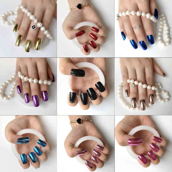12 colors mirror reflection false nail gloss art metal super long solid nail and sticker 24pcs/kit s26, Red;gold
12 colors mirror reflection false nail gloss art metal super long solid nail and sticker 24pcs/kit s26, Red;gold
