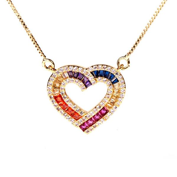 romantic women hollow heart shape rainbow color zircon copper pendent necklace fashion jewelry for lady girls gift pendant necklaces, Silver
romantic women hollow heart shape rainbow color zircon copper pendent necklace fashion jewelry for lady girls gift pendant necklaces, Silver