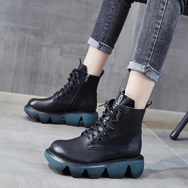 boots fashion leather women 2021 autumn british style short ladies casual platform high-motorcycle, Black
boots fashion leather women 2021 autumn british style short ladies casual platform high-motorcycle, Black