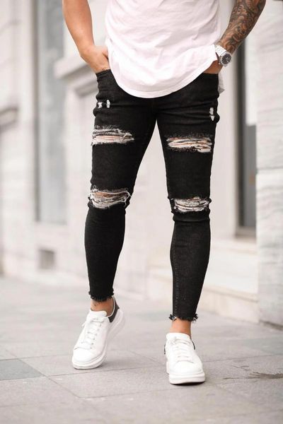 men's jeans ripped skinny patchwork grid stretch casual denim pencil pants man fashion paint painting jogging trousers male, Blue
men's jeans ripped skinny patchwork grid stretch casual denim pencil pants man fashion paint painting jogging trousers male, Blue