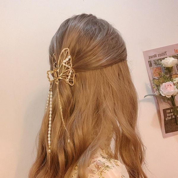 three dimensional butterfly clip pearl tassel pendant hairpin female metal hair back of the head super fairy accessori accessories, Slivery;white
three dimensional butterfly clip pearl tassel pendant hairpin female metal hair back of the head super fairy accessori accessories, Slivery;white