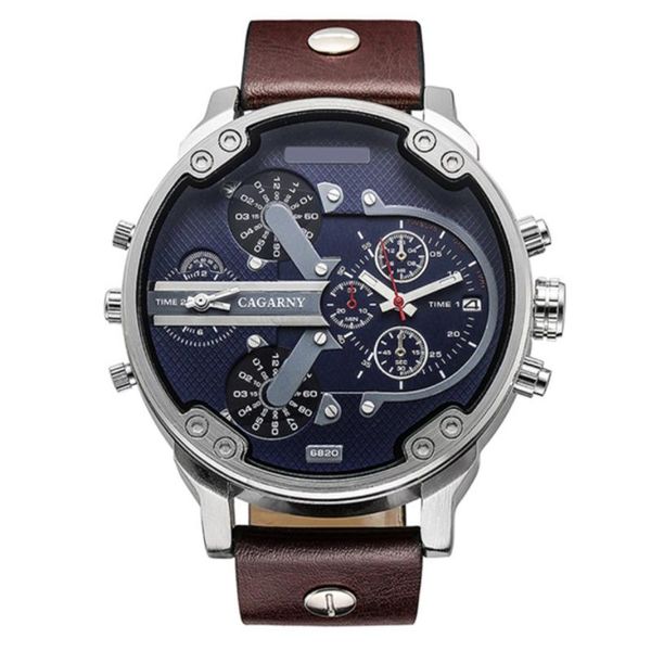 wristwatches luxury men watches quartz watch fashion leather band date dual time display military cagarny, Slivery;brown
wristwatches luxury men watches quartz watch fashion leather band date dual time display military cagarny, Slivery;brown