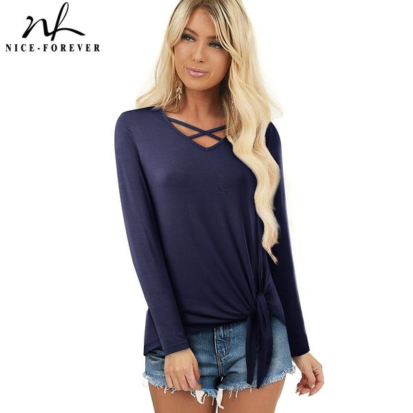 nice-forever winter women pure color bandage casual t-shirts loose shift female tees t057 210419, White
nice-forever winter women pure color bandage casual t-shirts loose shift female tees t057 210419, White
