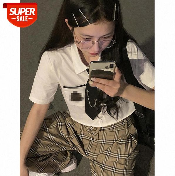 white short shirt female design sense niche short-sleeved all-match blouse #uj1c, Black
white short shirt female design sense niche short-sleeved all-match blouse #uj1c, Black