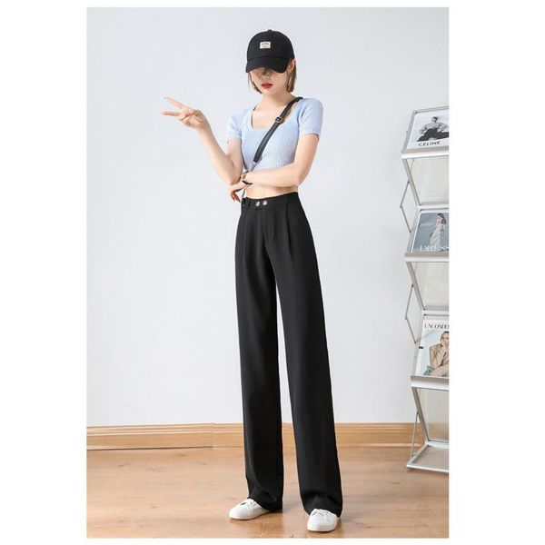women's pants & capris wide-leg summer thin section high waist drape loose casual suit women qn*, Black;white
women's pants & capris wide-leg summer thin section high waist drape loose casual suit women qn*, Black;white