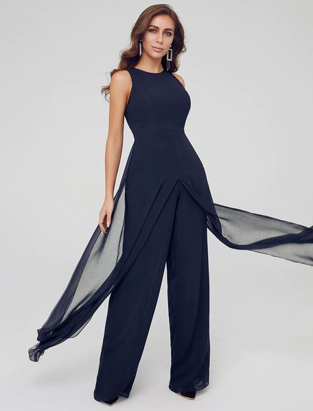 dark navy jumpsuits evening dress 2022 jewel neck sleeveless floor length chiffon prom formal gown robes de soirée, Black;red
dark navy jumpsuits evening dress 2022 jewel neck sleeveless floor length chiffon prom formal gown robes de soirée, Black;red