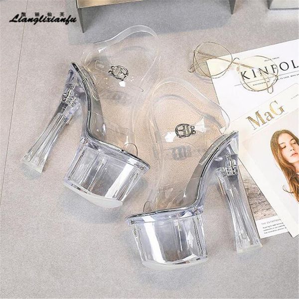 nightclub female prom sandals transparent crystal women wedding shoes 18cm thick heels platform ladies party pvc clear pumps, Black
nightclub female prom sandals transparent crystal women wedding shoes 18cm thick heels platform ladies party pvc clear pumps, Black