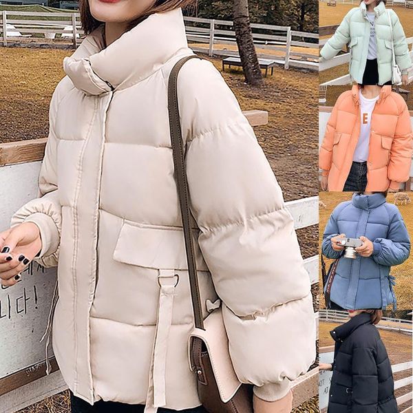 women bread jacket long sleeve solid color cotton coat overcoat 2021 fashion doudoune #30 women's jackets, Black;brown
women bread jacket long sleeve solid color cotton coat overcoat 2021 fashion doudoune #30 women's jackets, Black;brown