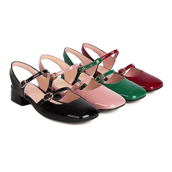 sandals 2021 women's low heels patent leather designer shoes thick heel square toe buckle, Black
sandals 2021 women's low heels patent leather designer shoes thick heel square toe buckle, Black