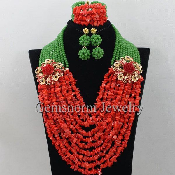 earrings & necklace african nigerian wedding coral beads jewelry set luxury green crystal and bridal jewellery cnr353, Silver
earrings & necklace african nigerian wedding coral beads jewelry set luxury green crystal and bridal jewellery cnr353, Silver