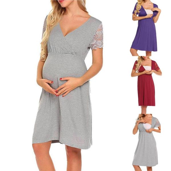 maternity dresses 2021 summer casual comfortable dress slim cross women nursing baby nightgown solid color breastf femme enceinte, White
maternity dresses 2021 summer casual comfortable dress slim cross women nursing baby nightgown solid color breastf femme enceinte, White