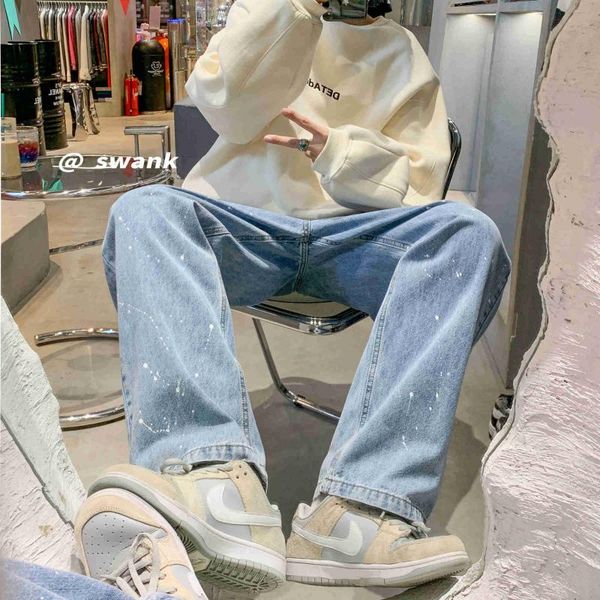 women's jeans paint point high street fashion loose korean style boyfriend wide leg pants student chic hong kong, Blue
women's jeans paint point high street fashion loose korean style boyfriend wide leg pants student chic hong kong, Blue