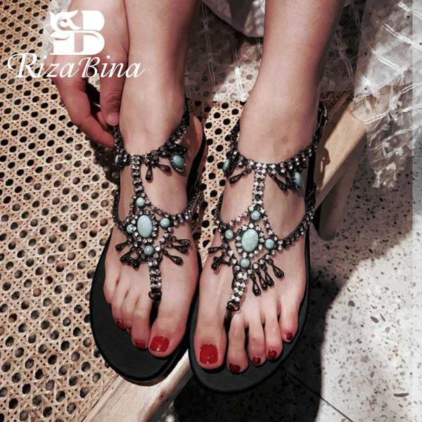 rizabina fashion beading crystal sandals women ankle buckle flats shoes summer outdoor vacation beach footwear size 34-43, Black
rizabina fashion beading crystal sandals women ankle buckle flats shoes summer outdoor vacation beach footwear size 34-43, Black