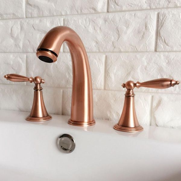 bathroom sink faucets antique red copper 3 hole widespread basin faucet deck mounted vessel / bathtub dual handle mixer taps lrg036
bathroom sink faucets antique red copper 3 hole widespread basin faucet deck mounted vessel / bathtub dual handle mixer taps lrg036