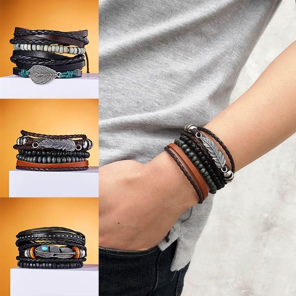 charm bracelets rinhoo sell leaf wooden beads woven leather adjustable set men vintage multilayer fashion handmade bangles jewelry, Golden;silver
charm bracelets rinhoo sell leaf wooden beads woven leather adjustable set men vintage multilayer fashion handmade bangles jewelry, Golden;silver