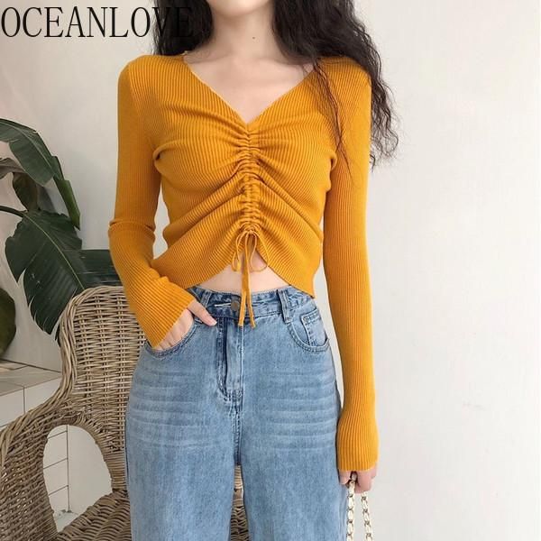 women's sweaters oceanlove -2xl short mujer sueteres solid pleated v neck autumn pullovers slim korean style women 18509, White;black
women's sweaters oceanlove -2xl short mujer sueteres solid pleated v neck autumn pullovers slim korean style women 18509, White;black