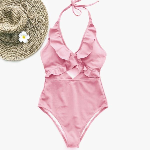 women's swimwear women ruffle one piece swimsuit solid halter female summer swimming suit bathing monokini beachwear bather, White;black
women's swimwear women ruffle one piece swimsuit solid halter female summer swimming suit bathing monokini beachwear bather, White;black
