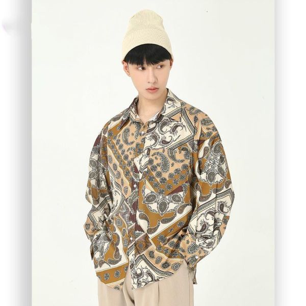 men's shirts men vintage pattern print loose casual long sleeve flower male retro fashion streetwear hip hop shirt nmz7, White;black
men's shirts men vintage pattern print loose casual long sleeve flower male retro fashion streetwear hip hop shirt nmz7, White;black
