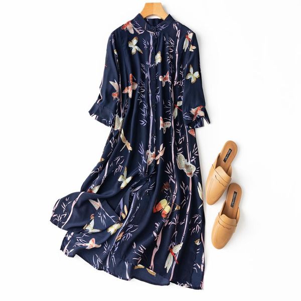 casual dresses shuchan indie folk dress natural silk knee-length stand collar straight summer three quarter sleeve vestidos, Black;gray
casual dresses shuchan indie folk dress natural silk knee-length stand collar straight summer three quarter sleeve vestidos, Black;gray