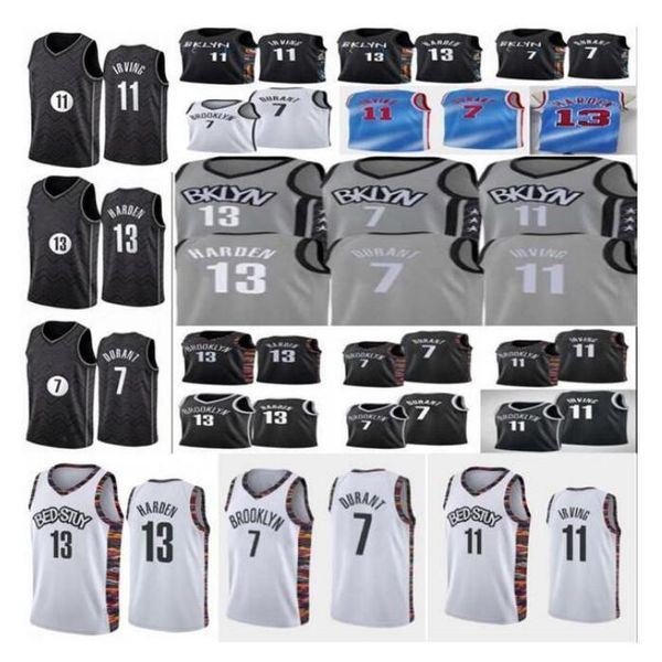 2021 Kevin Kyrie 7 Durant Mens jersey 11 Irving city harden Basketball jerseys black white blue