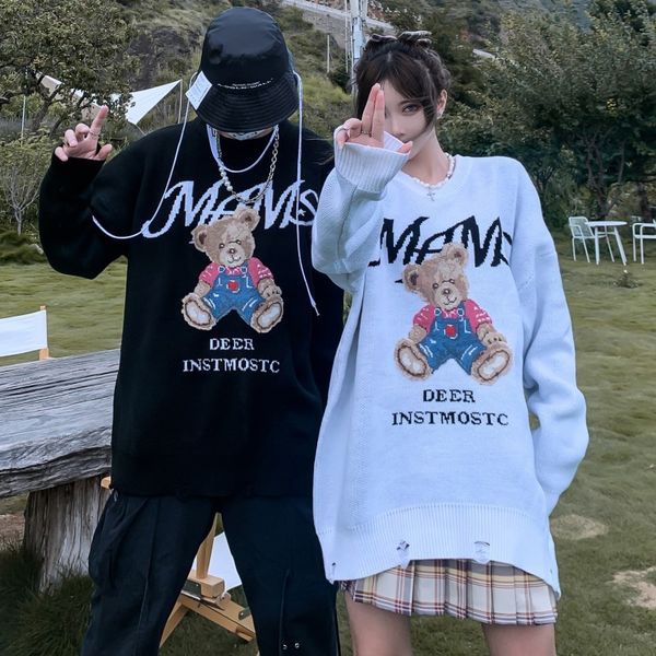 sweaters fashion knit autumn and winter 2021 thickened men's women's embroidered hiphop couple sweater oversize guochao ins ted 99, White;black
sweaters fashion knit autumn and winter 2021 thickened men's women's embroidered hiphop couple sweater oversize guochao ins ted 99, White;black