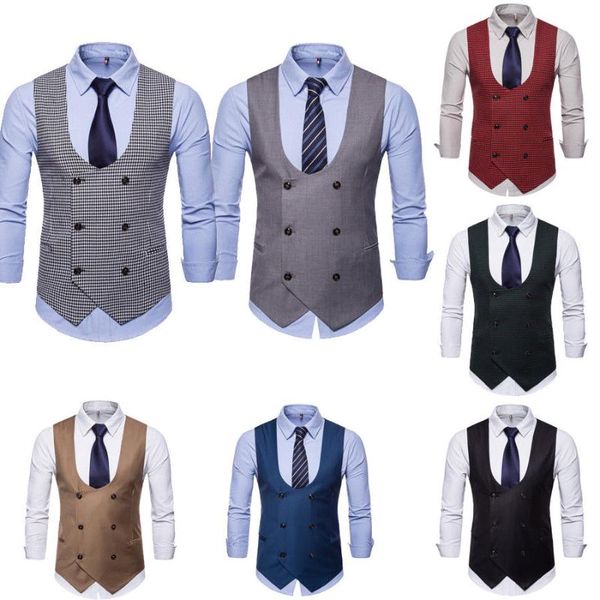 men's vests men formal casual business vest suit slim double-breasted plaid waistcoat coat suits, Black;white
men's vests men formal casual business vest suit slim double-breasted plaid waistcoat coat suits, Black;white