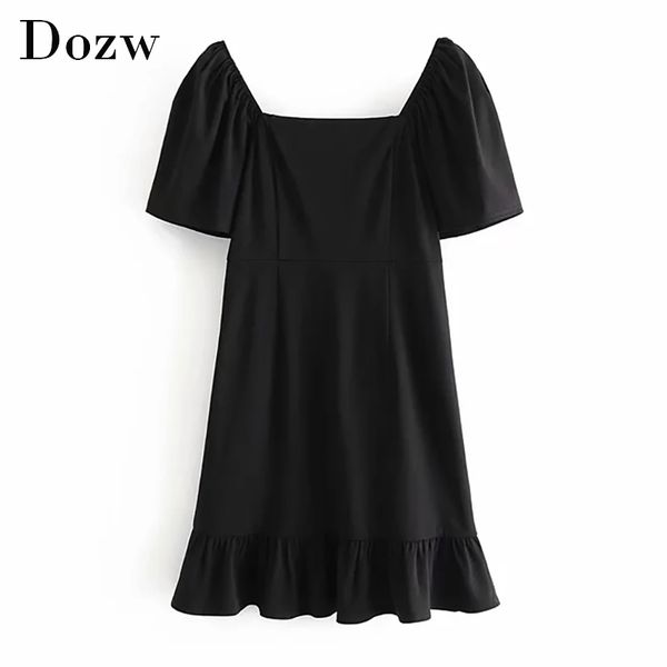 women elegant black mini dresses fashion puff short sleeve party dress ruffles a line solid casual dress summer 210414, Black;gray
women elegant black mini dresses fashion puff short sleeve party dress ruffles a line solid casual dress summer 210414, Black;gray