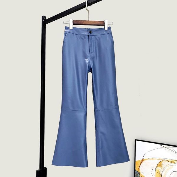 women's pants & capris europe style high-rise ninth spring autumn sheepskin real leather bell-bottoms a090, Black;white
women's pants & capris europe style high-rise ninth spring autumn sheepskin real leather bell-bottoms a090, Black;white