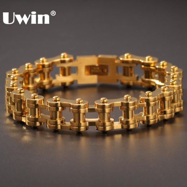 link, chain uwin punk bracelets 316l stainless steel gold silver color 15mm width biker bicycle link bracelet men hiphop jewelry, Black
link, chain uwin punk bracelets 316l stainless steel gold silver color 15mm width biker bicycle link bracelet men hiphop jewelry, Black