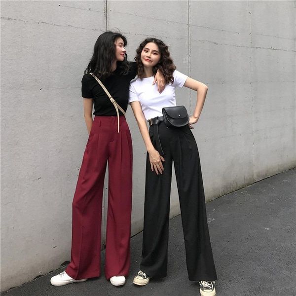 women's pants & capris 2021 autumn high-waist suit wide-leg casual and thin, all-match straight mopping long, Black;white
women's pants & capris 2021 autumn high-waist suit wide-leg casual and thin, all-match straight mopping long, Black;white