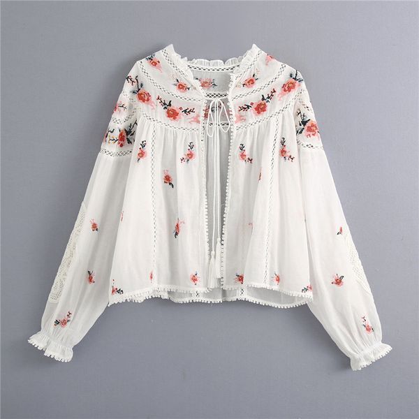 blsqr women sweet flower embroidery blouses fashion bow tie collar long sleeve female shirts chic lace splicing 210430, White
blsqr women sweet flower embroidery blouses fashion bow tie collar long sleeve female shirts chic lace splicing 210430, White