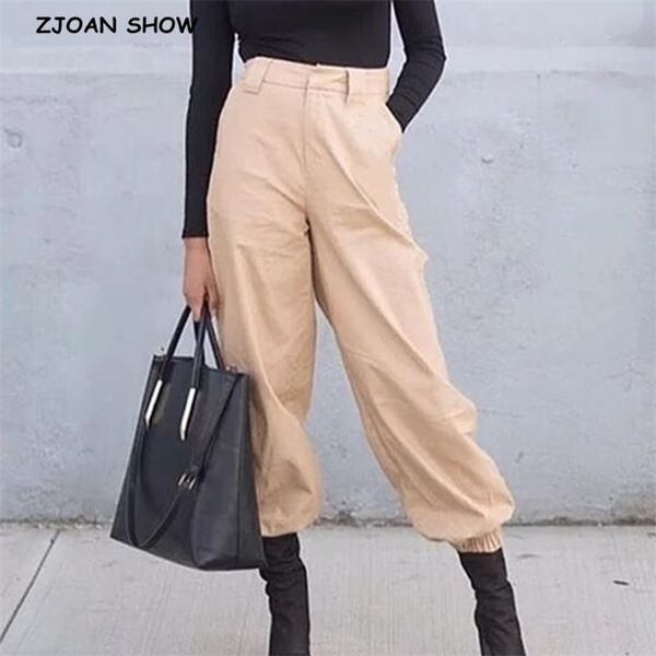boyfriend style high waist elastic cuff safari pants woman street loose trousers long casual cargo 210429, Black;white
boyfriend style high waist elastic cuff safari pants woman street loose trousers long casual cargo 210429, Black;white