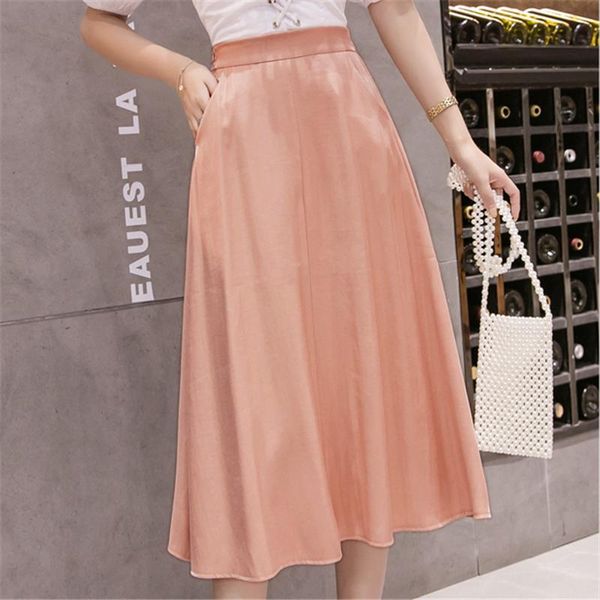 skirts women silk summer office lady solid pleated skirt korean woman white black midi faldas mujer moda 2021
skirts women silk summer office lady solid pleated skirt korean woman white black midi faldas mujer moda 2021