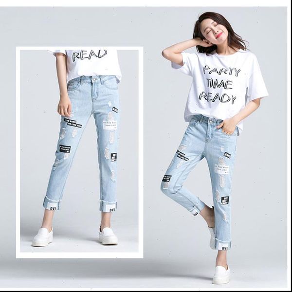 summer women jean letter print ripped jeans boy friend casual hole for european style ladies ankle length pants, Blue
summer women jean letter print ripped jeans boy friend casual hole for european style ladies ankle length pants, Blue