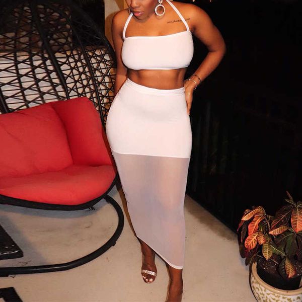 2 pieces sets women halter & bodycon maxi skirts 210702, White
2 pieces sets women halter & bodycon maxi skirts 210702, White