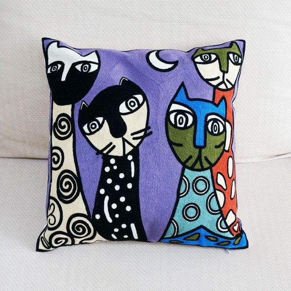 cushion/decorative pillow 100% cotton four cats abstract embroidered square cover cushion case sofa chair 45x45cm without stuffing
cushion/decorative pillow 100% cotton four cats abstract embroidered square cover cushion case sofa chair 45x45cm without stuffing
