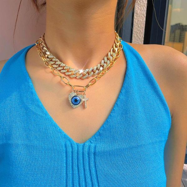 chains flatfoosie blue evil eyes crystal heart pendant necklace multilayer iced out cuban link chain for women hip hop jewelry, Silver
chains flatfoosie blue evil eyes crystal heart pendant necklace multilayer iced out cuban link chain for women hip hop jewelry, Silver