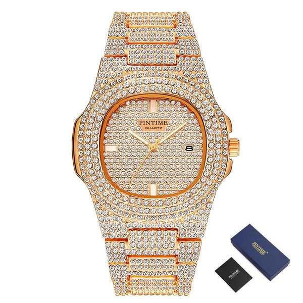 wristwatches pintime iced out watch men diamond steel gold watches calendar male wristwatch relogio masculino relojes, Slivery;brown
wristwatches pintime iced out watch men diamond steel gold watches calendar male wristwatch relogio masculino relojes, Slivery;brown