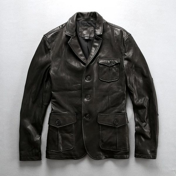 men's leather & faux 2021 smart casual genuine suit black slim fit lapel jacket men pockets sheepskin for male
men's leather & faux 2021 smart casual genuine suit black slim fit lapel jacket men pockets sheepskin for male