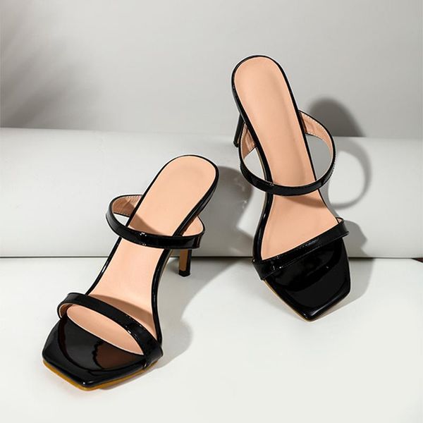 slippers 2021 fashion women's elegant square toe stilettos high heel 10cm simple bandage brand designer ladies solid color shoes, Black
slippers 2021 fashion women's elegant square toe stilettos high heel 10cm simple bandage brand designer ladies solid color shoes, Black