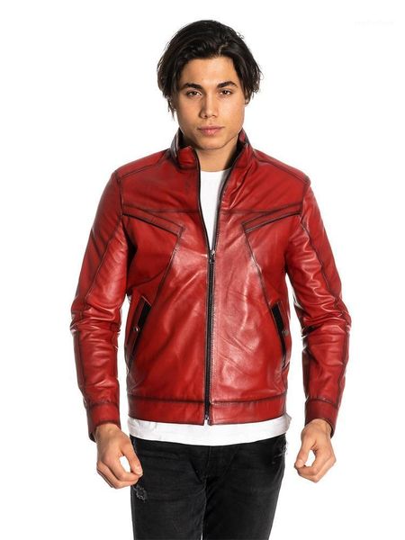 genuine soft leather handmade red man jacket biker style lambskin metal zipper autumn gift men's & faux, Black
genuine soft leather handmade red man jacket biker style lambskin metal zipper autumn gift men's & faux, Black