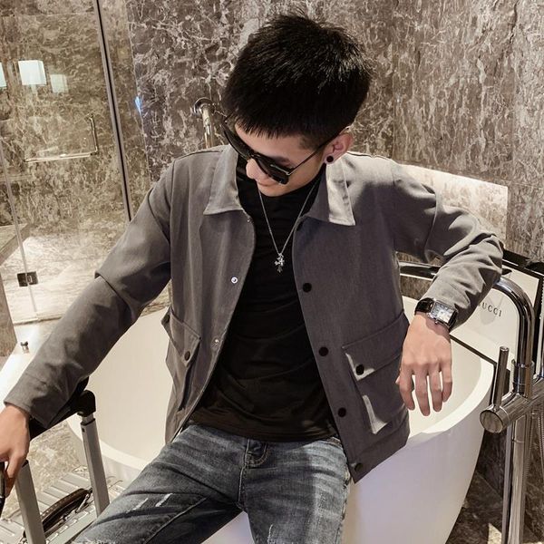 jacket men's spring autumn korean fashion lapel work 2021 casual jackets, Black;brown
jacket men's spring autumn korean fashion lapel work 2021 casual jackets, Black;brown