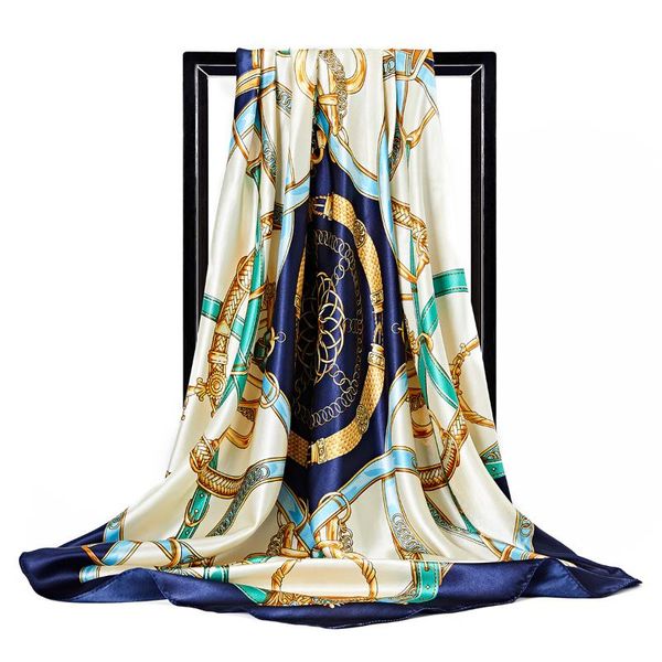 scarves 2021 summer sunscreen neck women 90x90cm satin beach towel fashion silk hijab scarf female chain print square shawls, Blue;gray
scarves 2021 summer sunscreen neck women 90x90cm satin beach towel fashion silk hijab scarf female chain print square shawls, Blue;gray