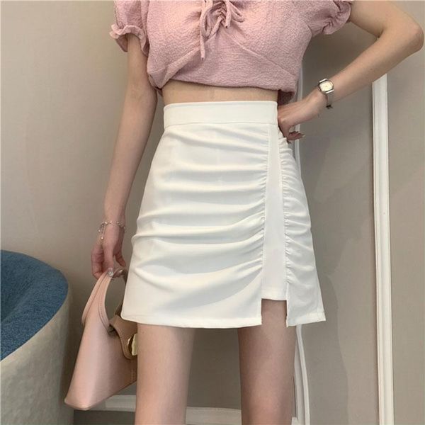 skirts women solid basic simple asymmetrical folds mini skirt female high waist a line buttocks slim thin summer femme, Black 
skirts women solid basic simple asymmetrical folds mini skirt female high waist a line buttocks slim thin summer femme, Black