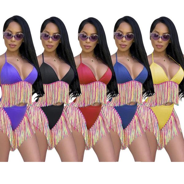 women's swimwear europe and the united states selling 2021 colorful tassel bikini two-piece, White;black
women's swimwear europe and the united states selling 2021 colorful tassel bikini two-piece, White;black