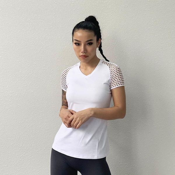 women's t-shirt normov women summer solid o neck hollow out mesh patchwork tees fitness breathable quick dry straight female, White
women's t-shirt normov women summer solid o neck hollow out mesh patchwork tees fitness breathable quick dry straight female, White