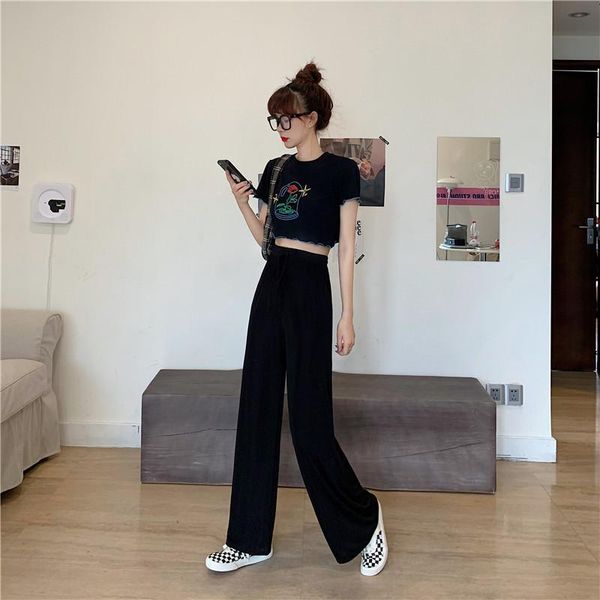 women's pants & capris 2489 women high waist slim drape black irregular straight casual, Black;white
women's pants & capris 2489 women high waist slim drape black irregular straight casual, Black;white