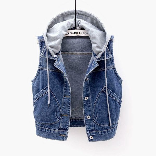 women's vests nice denim vest waistcoat women plus size loose wild jeans coats woman hooded short jacket female korean slim, Black;white
women's vests nice denim vest waistcoat women plus size loose wild jeans coats woman hooded short jacket female korean slim, Black;white