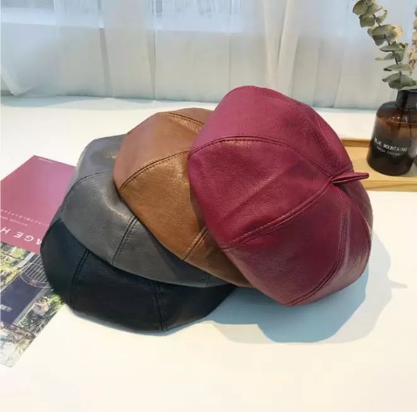 pu leather berets women's cap female lattic soft winter hat solid flat felt cute girl berets xy515, Blue;gray
pu leather berets women's cap female lattic soft winter hat solid flat felt cute girl berets xy515, Blue;gray